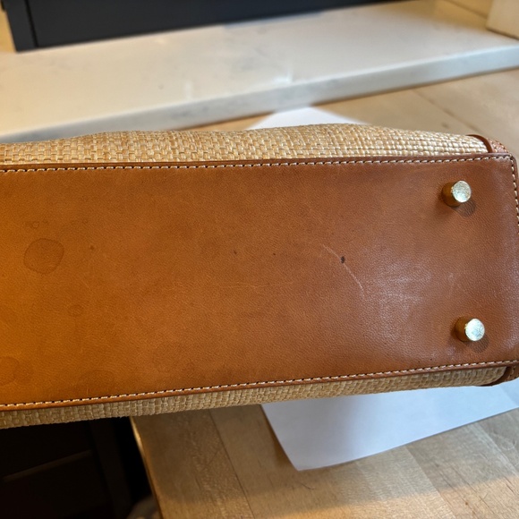 J. McLaughlin Woven Wicker Leather Top Handle Bag - Picture 3 of 5